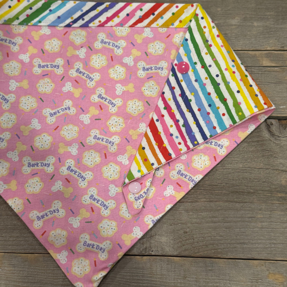Pink Birthday Celebration Set - Collar, Leash, Bandanna, Hat, Decorative Pennant Banner