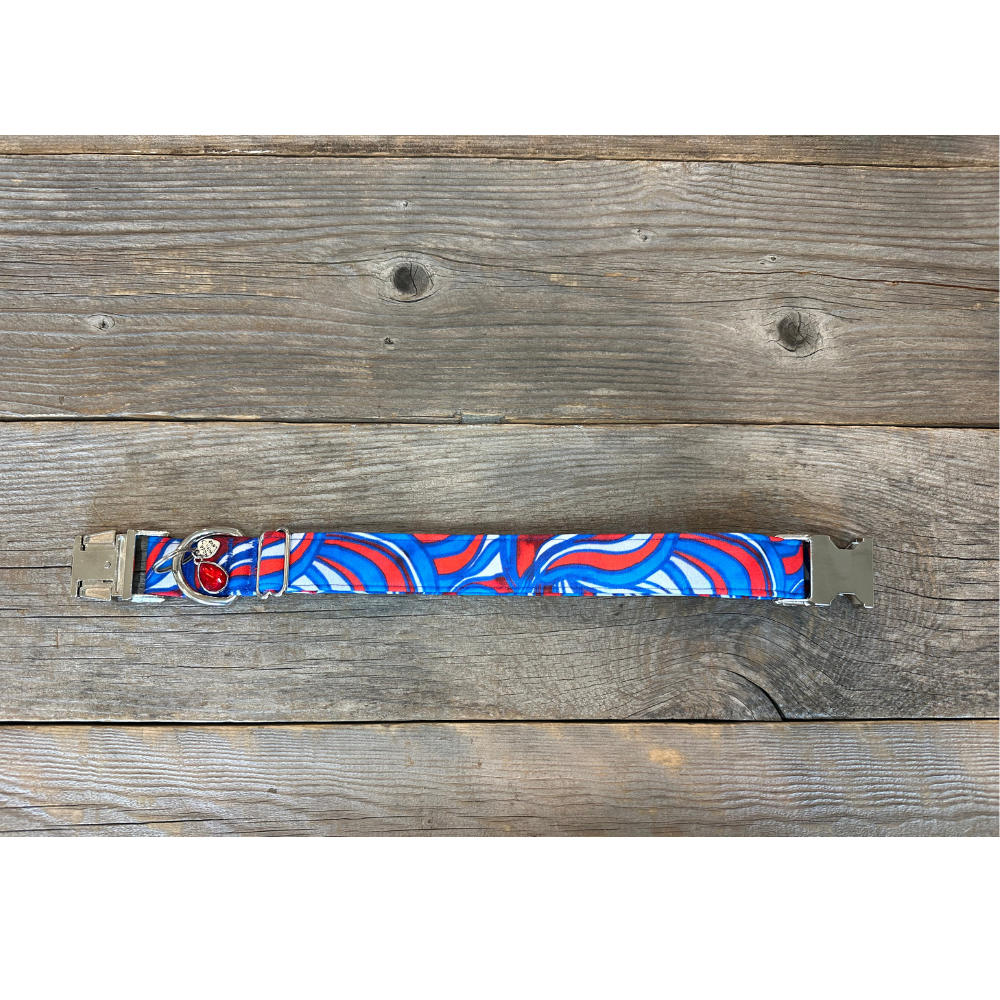 Red, White, and Wave.-Dog Collar