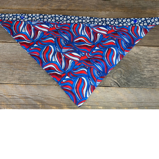 Dog Bandanna - Red, White, and Wave