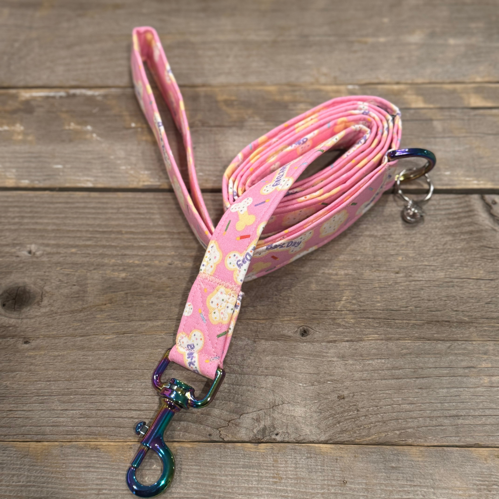 Pink Birthday Celebration Set - Collar, Leash, Bandanna, Hat, Decorative Pennant Banner