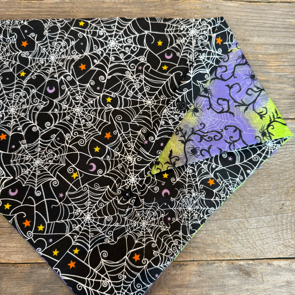 Double-Sided Dog Bandanna - Mystic Webs & Wicked Vines