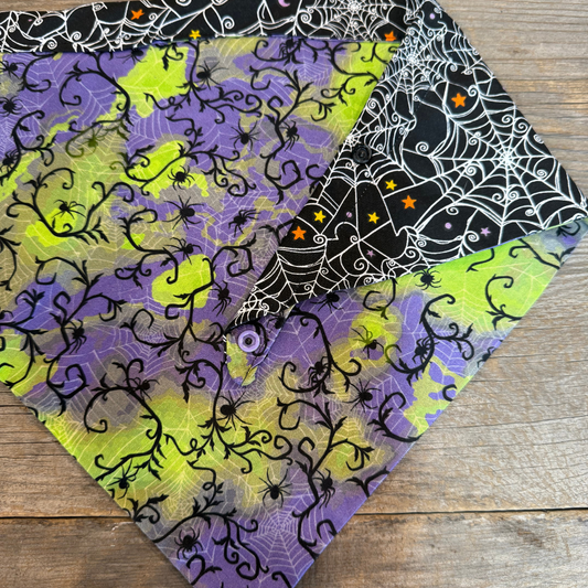 Double-Sided Dog Bandanna - Mystic Webs & Wicked Vines