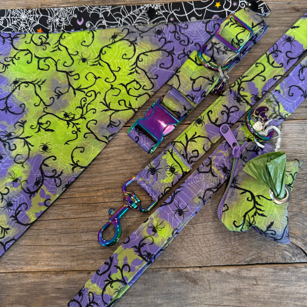 Double-Sided Dog Bandanna - Mystic Webs & Wicked Vines