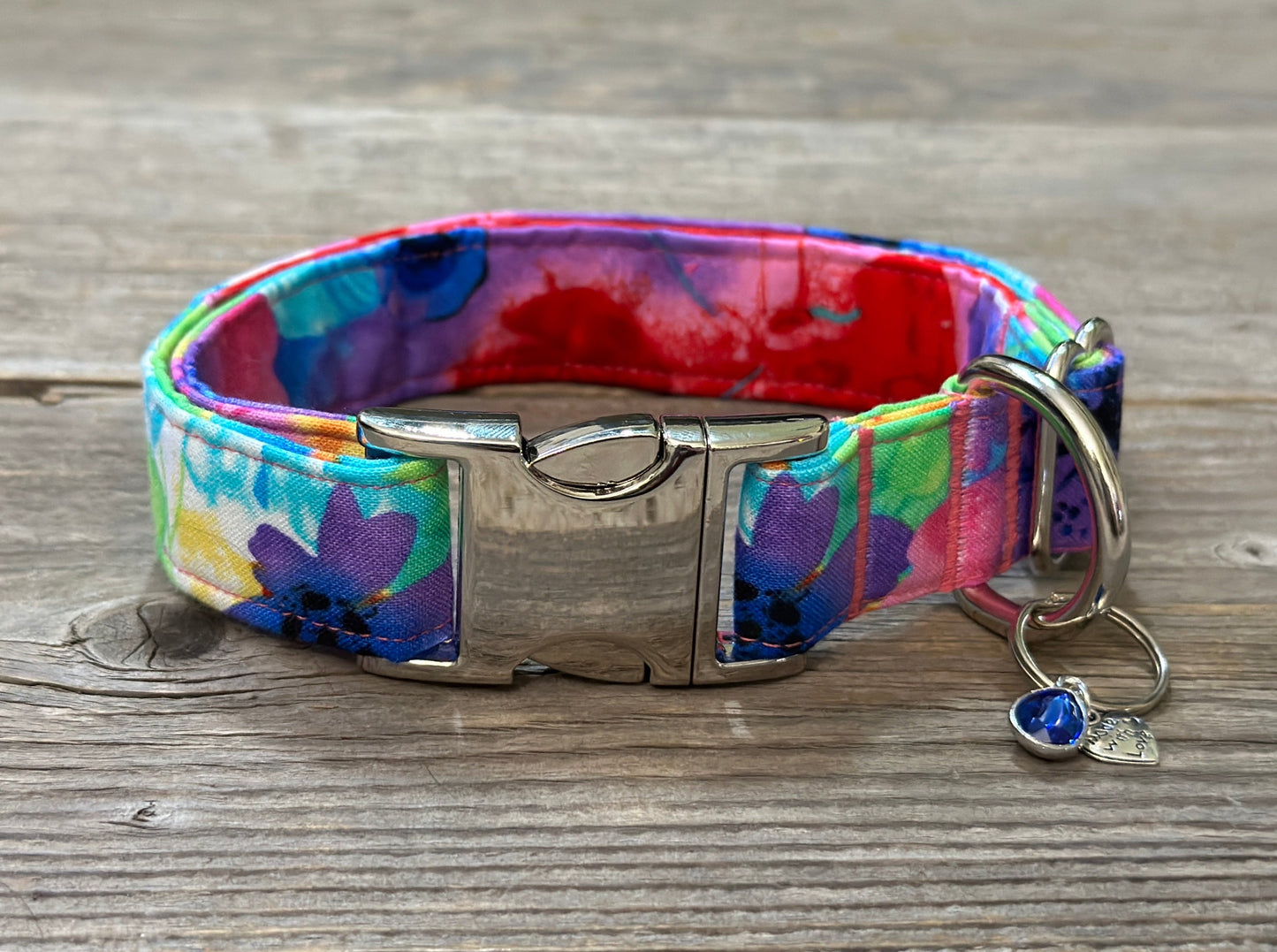 CUSTOM Living in Full Bloom -Dog Collar with Large Girl Bow