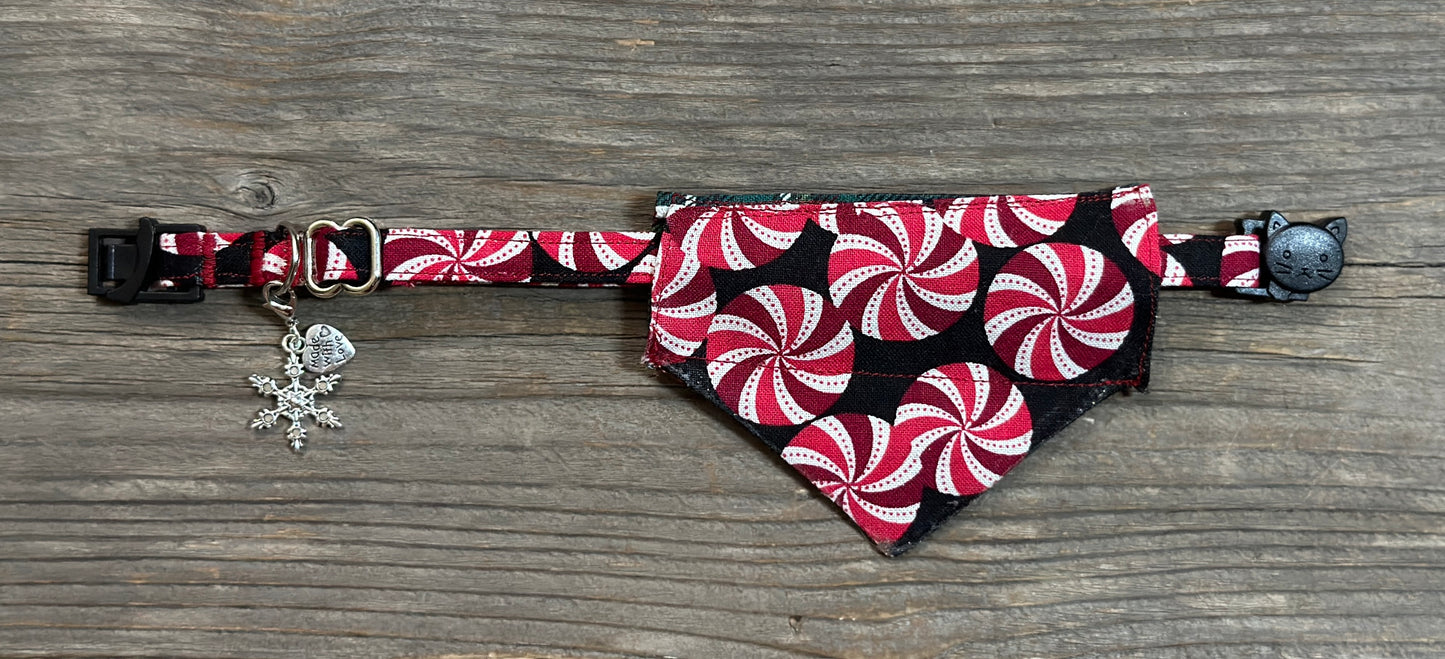 Double-Sided Cat Bandanna - Christmas at the Cabin & Peppermint Twist