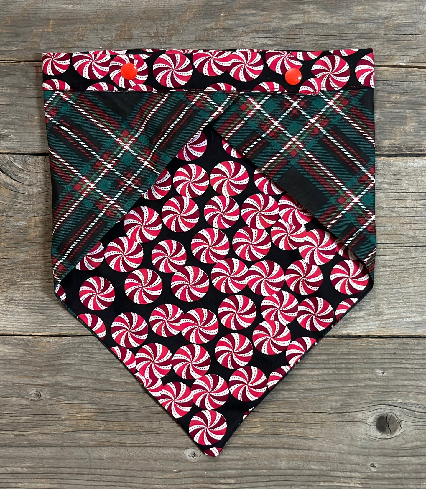 Double-Sided Dog Bandanna - Peppermint Twist & Christmas at the Cabin