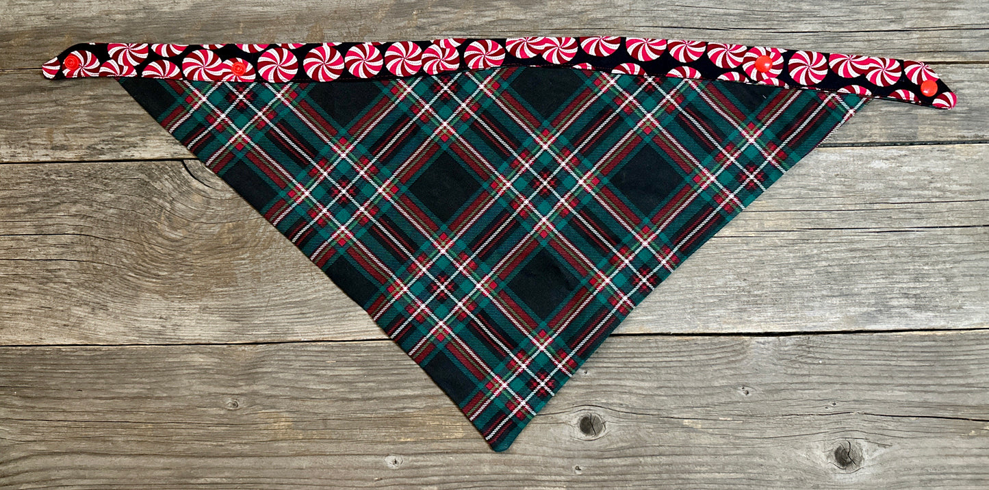 Double-Sided Dog Bandanna - Peppermint Twist & Christmas at the Cabin