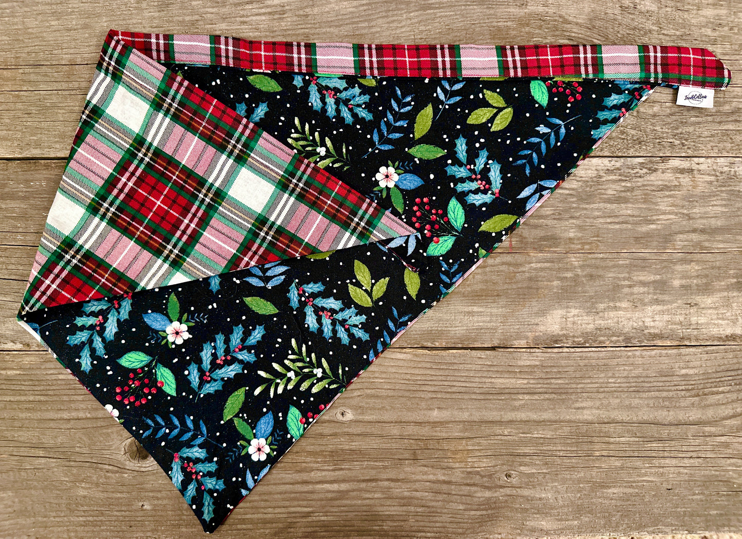 Double-Sided Dog Bandanna - Winter Garden & Plaid for Days