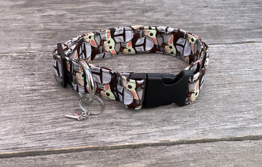 Baby Yoda and Mandalorian (in Silver) -Dog Collar