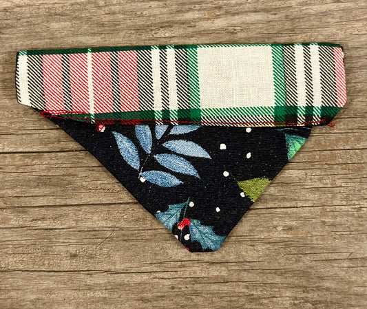 Double-Sided Cat Bandanna -Winter Garden & Plaid for Days