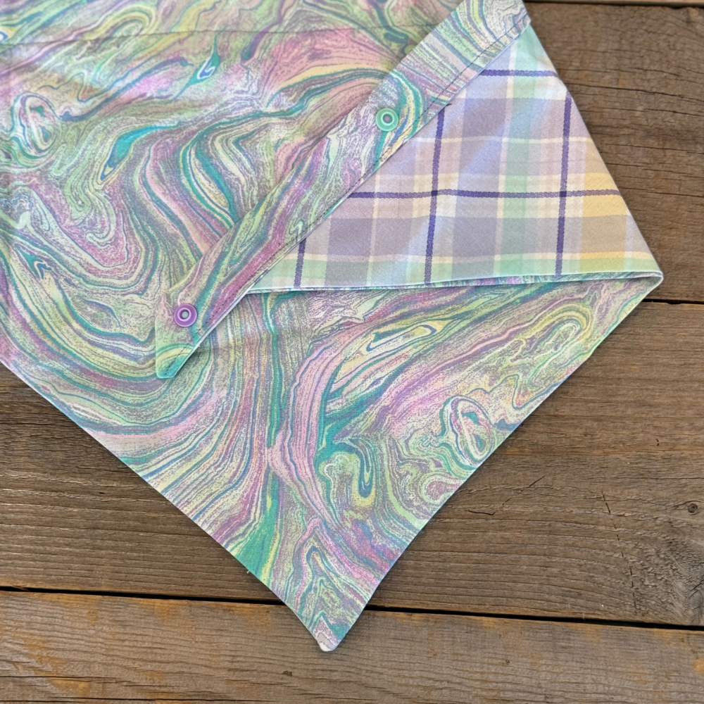 Double-Sided Dog Bandanna - Cotton Candy Dreams & Lavender Haze Plaid