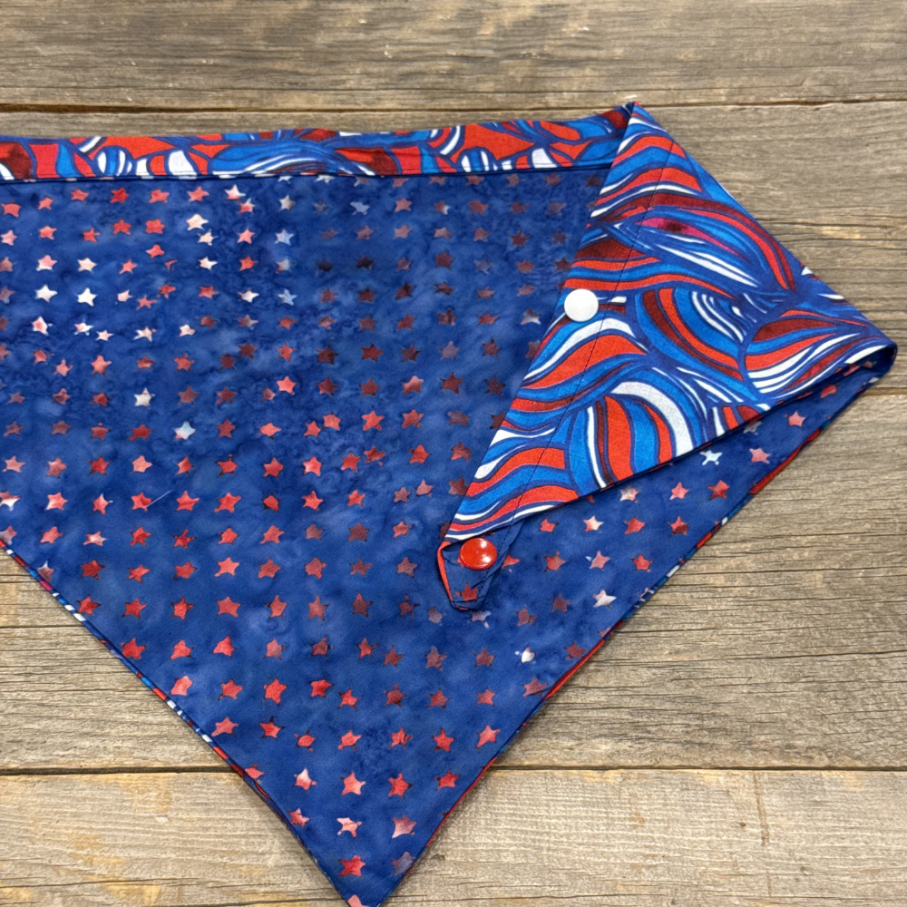 Dog Bandanna double sided -  Star Spangled Pup and Red, White, and Wave