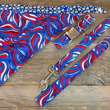 Load image into Gallery viewer, Red, White, and Wave.-Dog Collar
