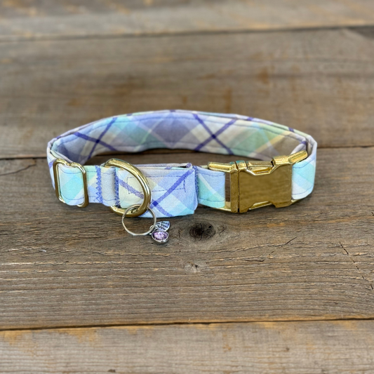 Lavender Haze Plaid -Dog Collar