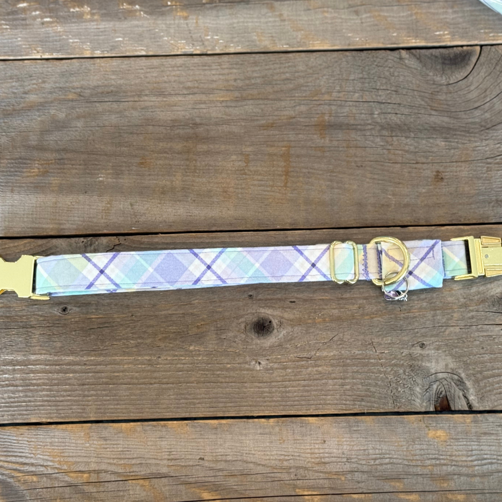 Lavender Haze Plaid -Dog Collar