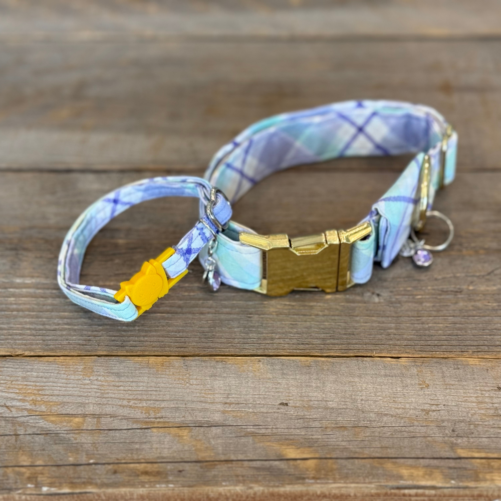 Lavender Haze Plaid -Dog Collar