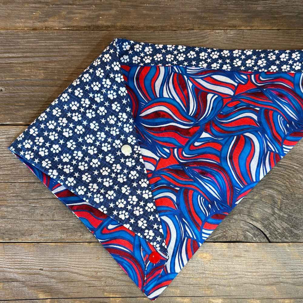 Dog Bandanna - Red, White, and Wave