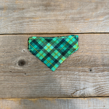 Load image into Gallery viewer, Double-Sided Cat Bandanna - Irish Wildflower &amp; Emerald Isle Plaid
