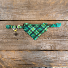 Load image into Gallery viewer, Double-Sided Cat Bandanna - Irish Wildflower &amp; Emerald Isle Plaid
