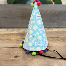 Load image into Gallery viewer, Blue Birthday Celebration Set - Collar, Leash, Bandanna, Hat, Decorative Pennant Banner
