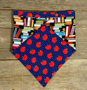 Double-Sided Dog Bandanna - Teacher’s Pet & Bookworm