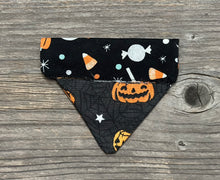 Load image into Gallery viewer, Double-Sided Cat Bandanna - Halloween Haul &amp; Pumpkin Palooza
