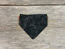 Load image into Gallery viewer, Double-Sided Cat Bandanna - Sunny Days With Coordinating Black and Grey Polka Dots
