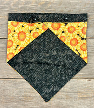 Load image into Gallery viewer, Double-Sided Dog Bandanna - Sunny Days With Coordinating Black and Grey Polka Dots
