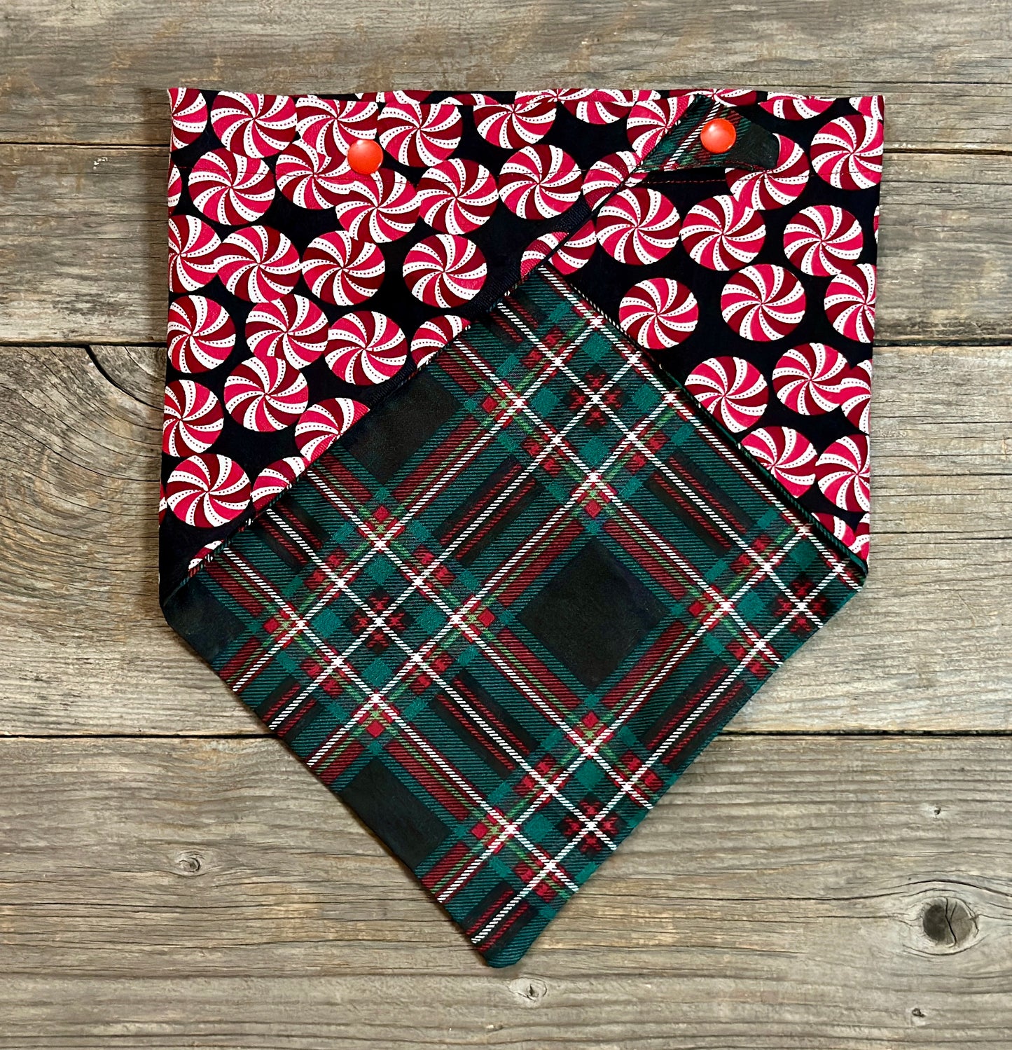 Double-Sided Dog Bandanna - Peppermint Twist & Christmas at the Cabin