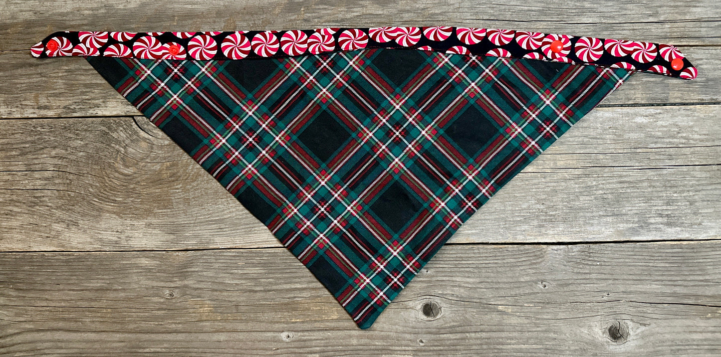 Double-Sided Dog Bandanna - Christmas at the Cabin & Peppermint Twist