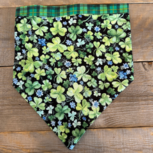 Load image into Gallery viewer, Double-Sided Dog Bandanna - Irish Wildflower &amp; Emerald Isle Plaid
