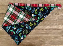 Load image into Gallery viewer, Double-Sided Dog Bandanna - Winter Garden &amp; Plaid for Days
