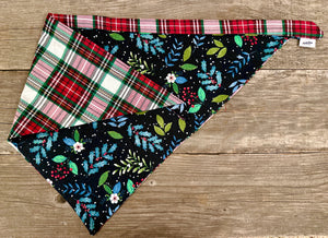 Double-Sided Dog Bandanna - Winter Garden & Plaid for Days