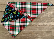 Load image into Gallery viewer, Double-Sided Dog Bandanna - Winter Garden &amp; Plaid for Days
