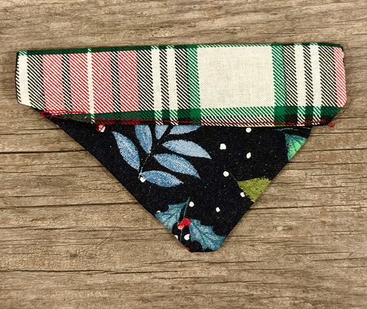 Double-Sided Cat Bandanna -Winter Garden & Plaid for Days