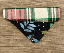 Load image into Gallery viewer, Double-Sided Cat Bandanna -Winter Garden &amp; Plaid for Days
