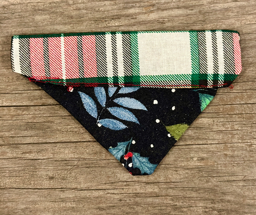 Double-Sided Cat Bandanna -Winter Garden & Plaid for Days