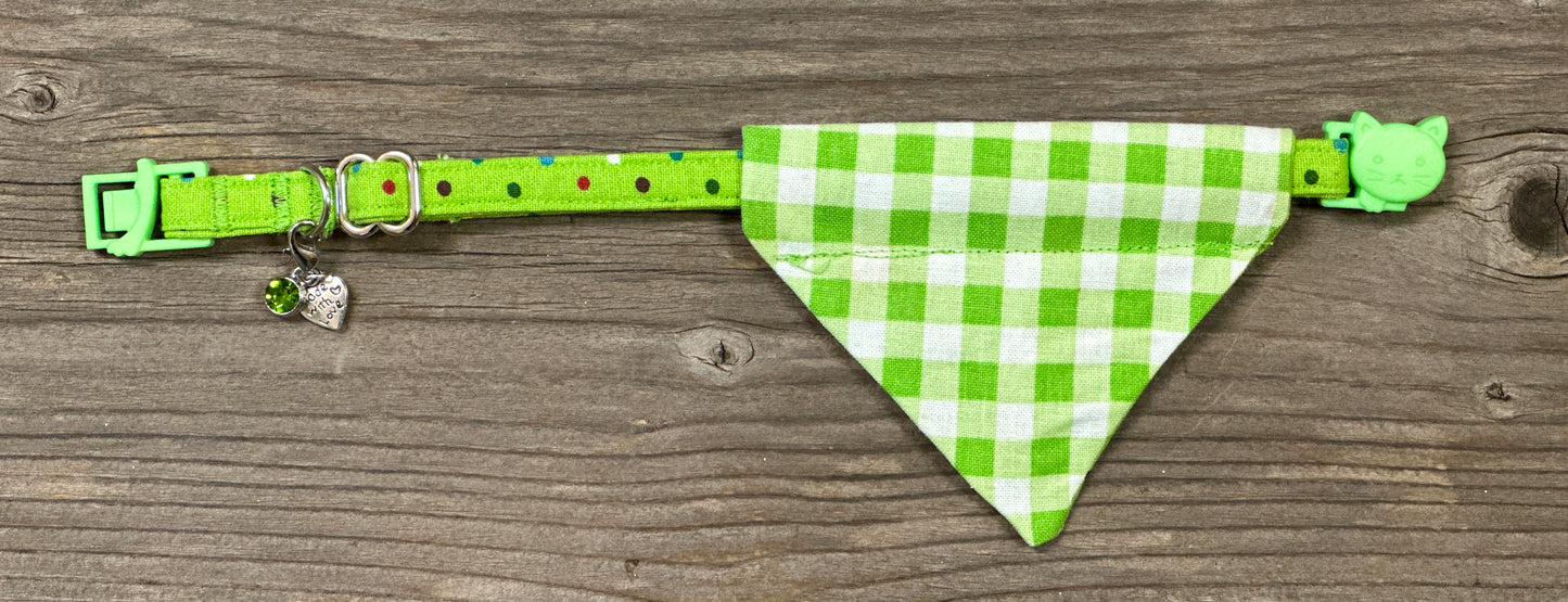 Double-Sided Cat Bandanna - Polka Party & Picnic in the Meadow