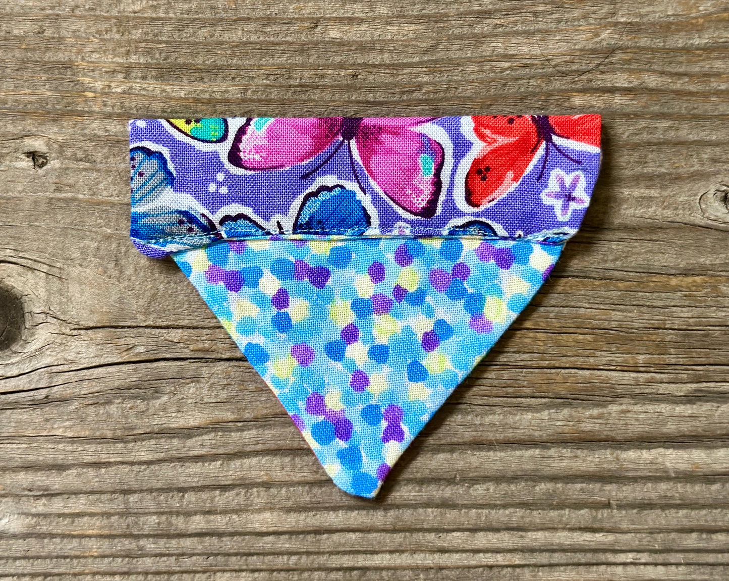 Double-Sided Cat Bandanna - Hyacinth Blooms & Butterflies