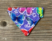 Load image into Gallery viewer, Double-Sided Cat Bandanna - Hyacinth Blooms &amp; Butterflies
