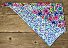 Load image into Gallery viewer, Double-Sided Dog Bandanna - Hyacinth Blooms &amp; Butterflies
