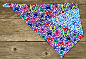 Double-Sided Dog Bandanna - Hyacinth Blooms & Butterflies